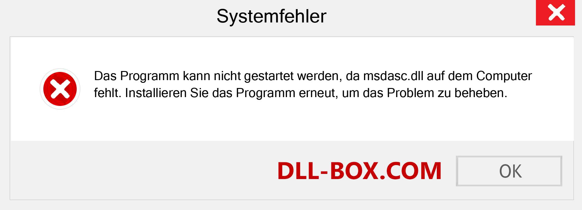 msdasc.dll-Datei fehlt?. Download für Windows 7, 8, 10 - Fix msdasc dll Missing Error unter Windows, Fotos, Bildern